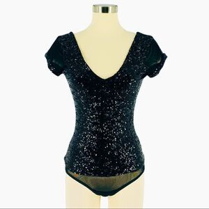 NWOT bebe Black Sparkle Sequin Bodysuit